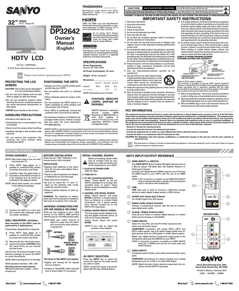 Sanyo DP32642 User manual