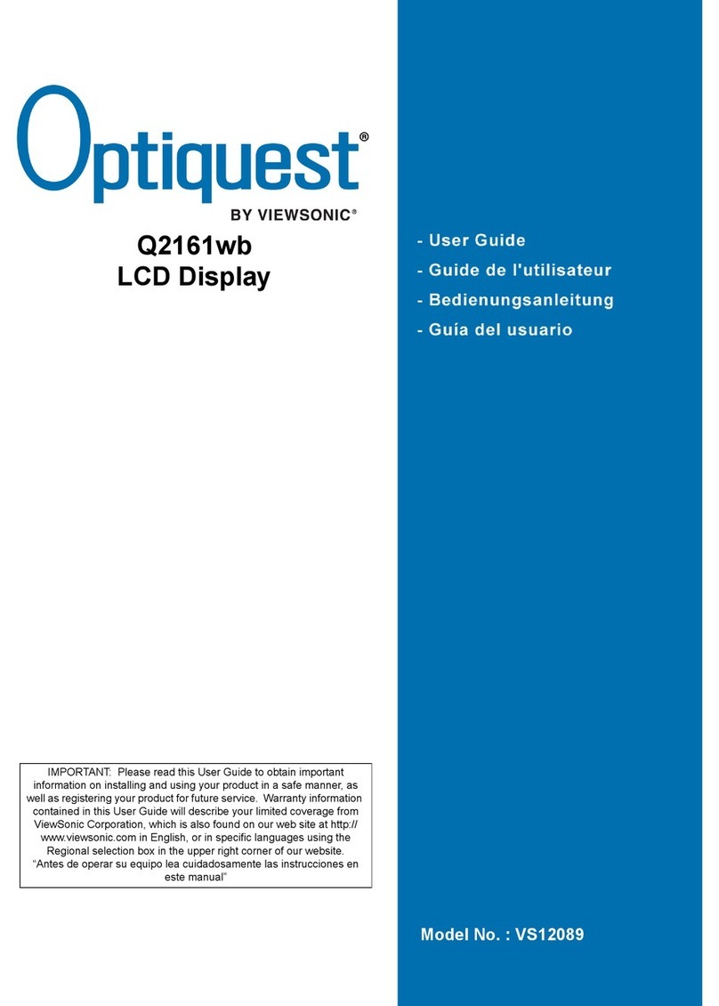 Optiquest Q2161WB - Optiquest - 21.6" LCD Monitor User manual