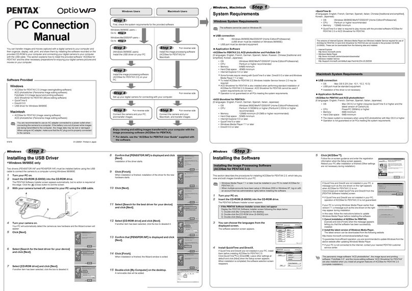 Pentax OPTIOWP - Optio WP Digital Camera Connection manual