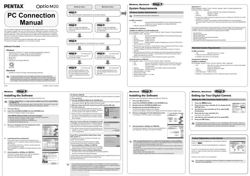 Pentax Optio M20 Instruction manual