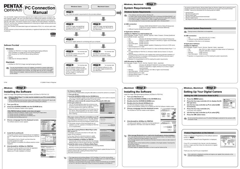 Pentax OPTIOA20 - Optio A20 Digital Camera Connection manual