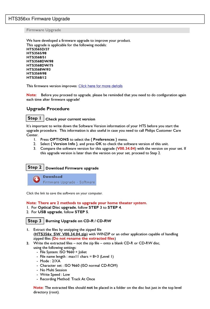 Philips HTS3565 Firmware upgrade guide