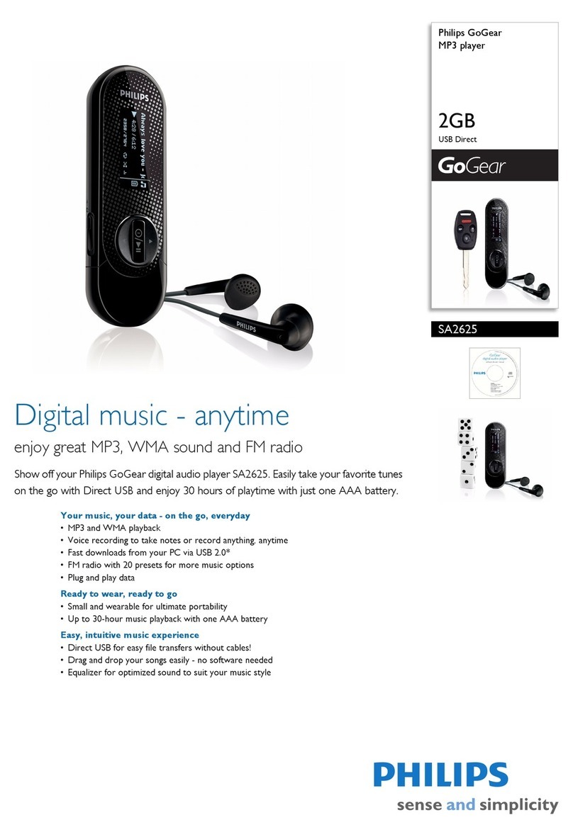 Philips GoGear SA2625 Specifications