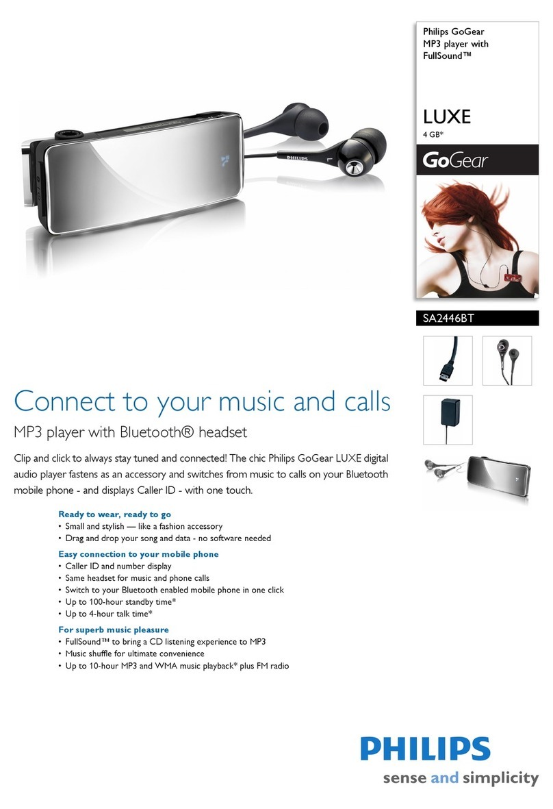 Philips GoGear LUXE SA2446BT Specifications