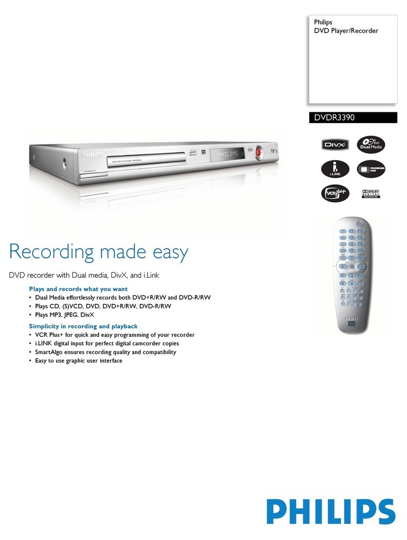 Philips DVDR3390 Specification sheet