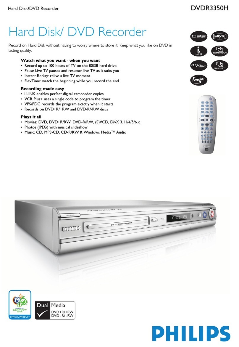 Philips DVDR3350H Specifications