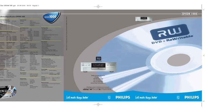Philips DVDR1000 MkII Technical specifications