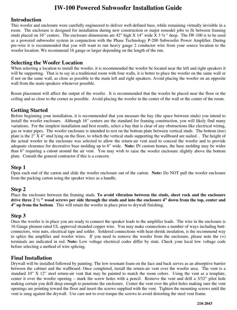 Phase Technologies IW-100 installation guide Phase Technologies IW-100 installation guide
