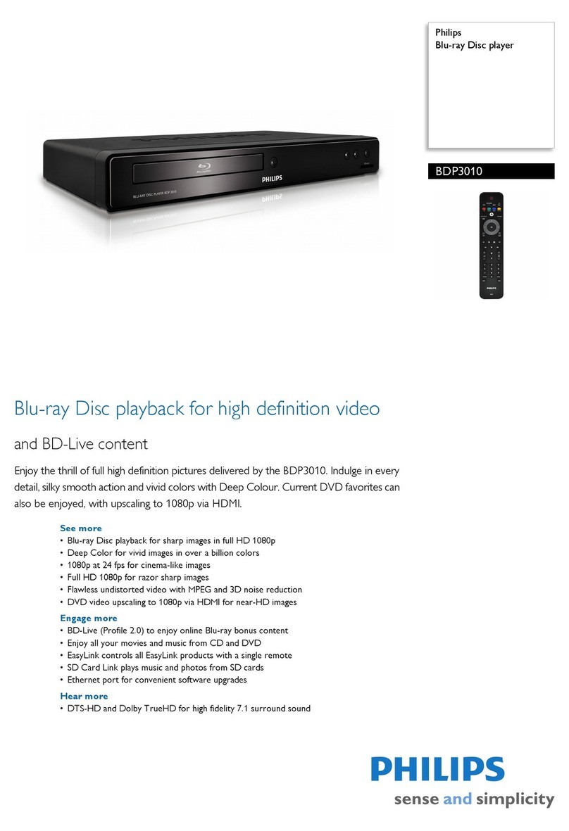 Philips BDP3010 Specification sheet