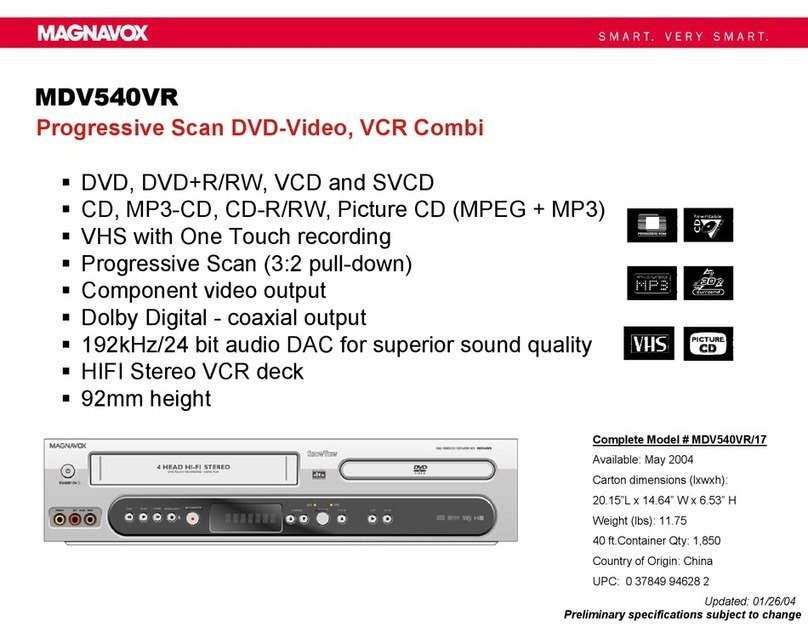 Magnavox MDV540VR - Dvd/vcr Player Specifications