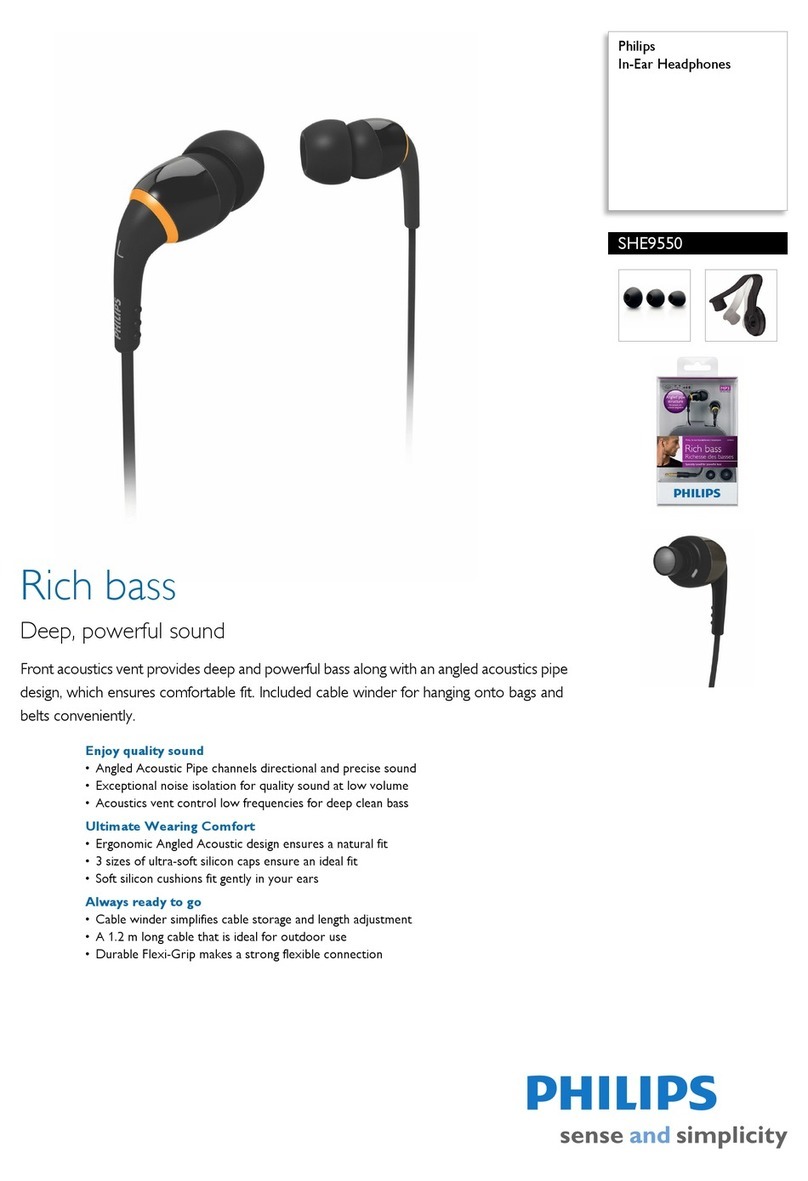 Philips SHE9550 Specification sheet