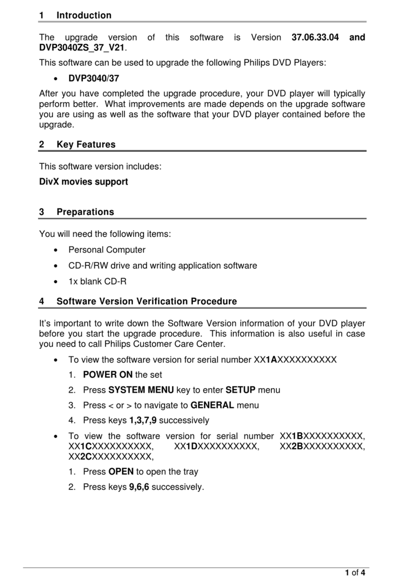 Philips DVP 3040 Software upgrade instructions