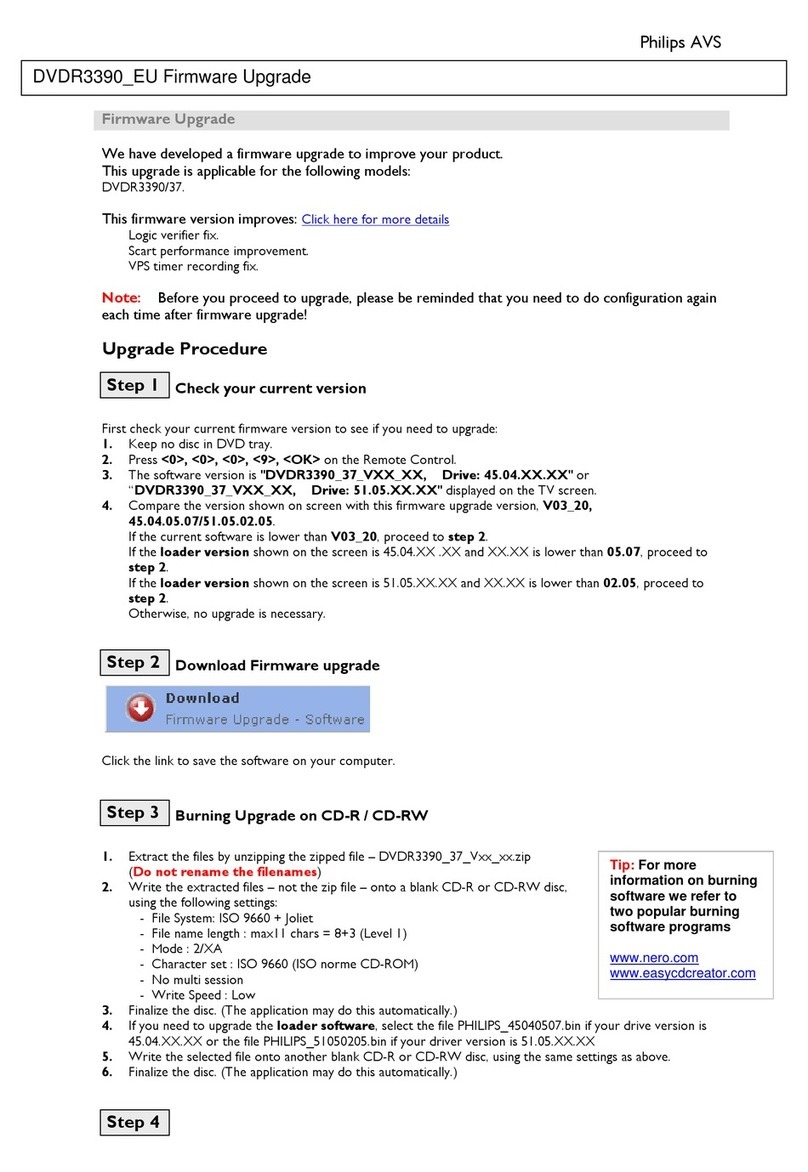 Philips DVDR3390 Firmware upgrade guide