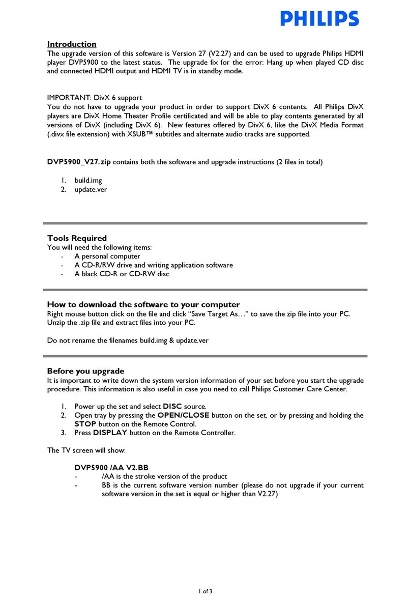 Philips DVP5900 Software upgrade instructions