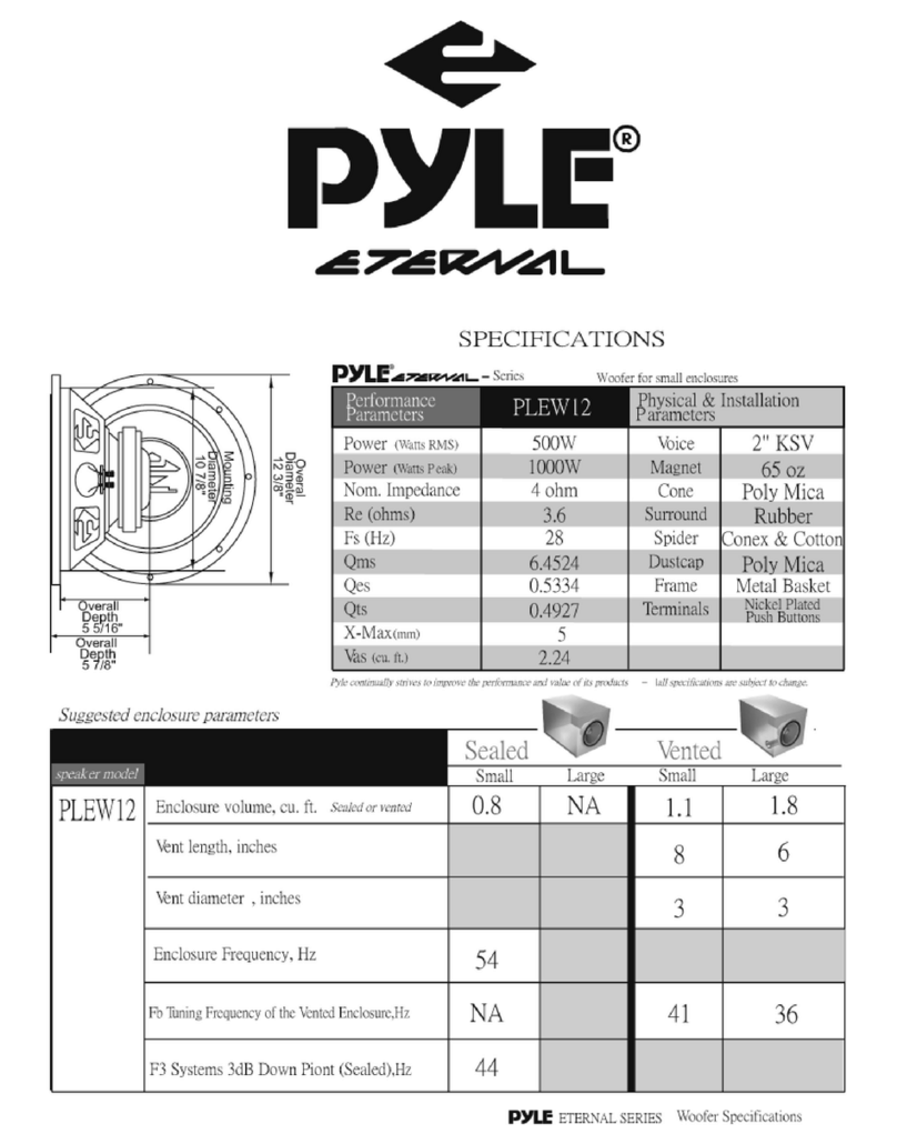 Pyle Eternal PLEW12 Specifications