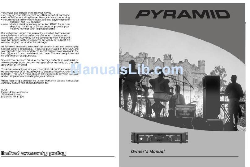 Pyramid XPA100 owner's manual