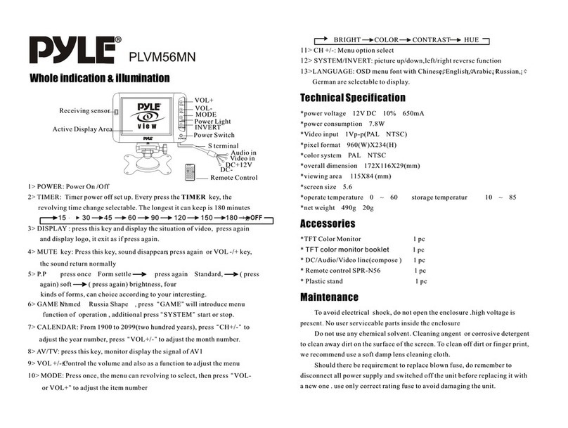 Pyle PLVW56MN Specifications