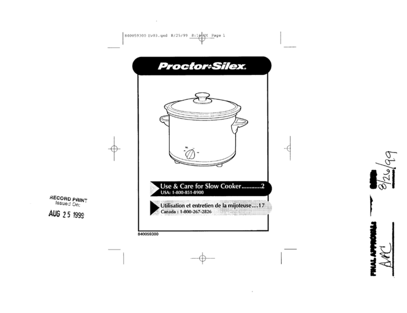 Proctor-Silex 33325 Use & care guide
