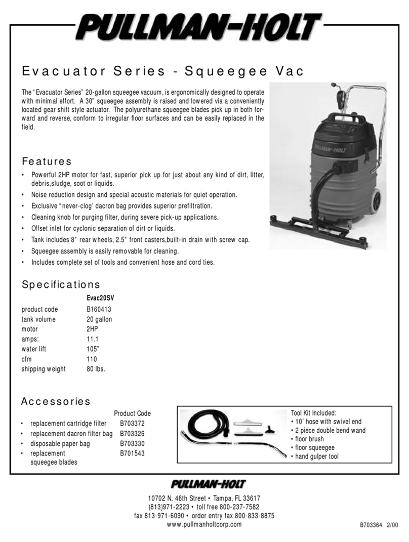 Pullman Holt Evacuator Evac20SV User manual Pullman Holt Evacuator Evac20SV User manual