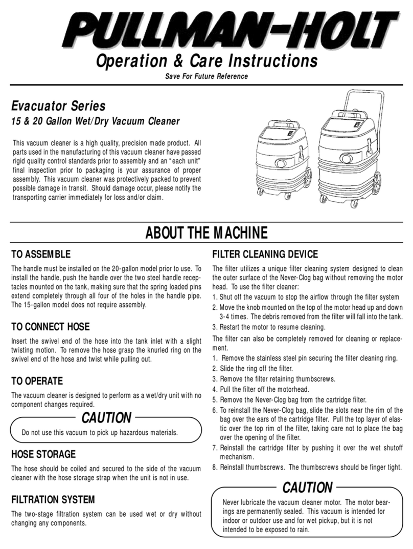 Pullman Holt EVACII15 Operation & care instructions