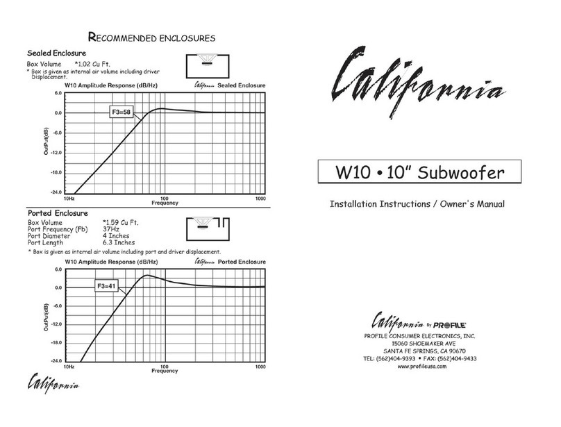 Profile California W10 Installation instructions and owner's manual Profile California W10 Installation instructions and owner's manual