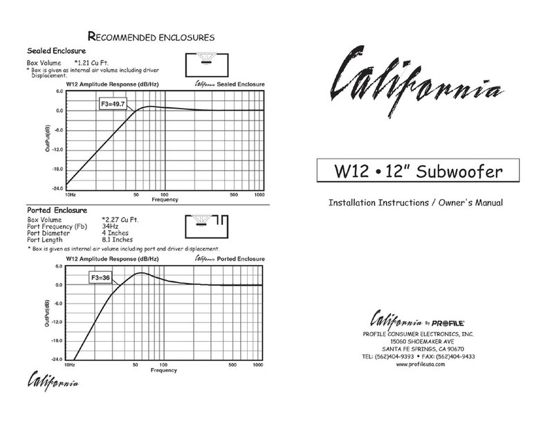 Profile California W12 Installation instructions and owner's manual Profile California W12 Installation instructions and owner's manual