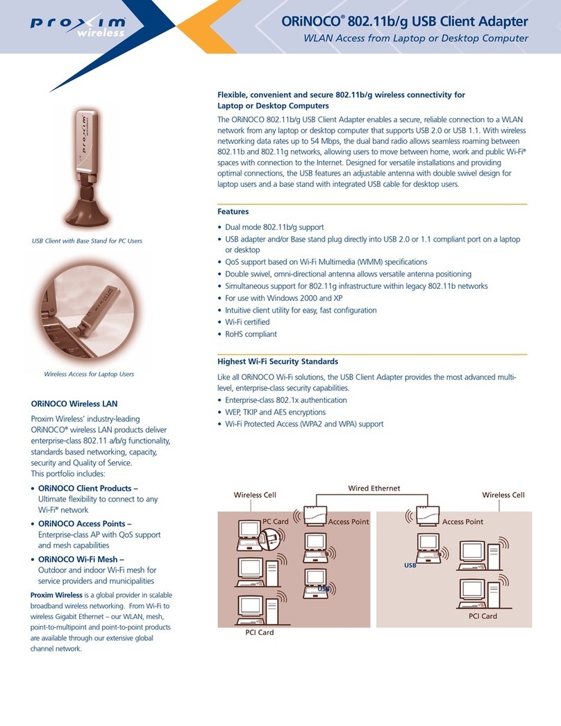Proxim ORiNOCO Specifications Proxim ORiNOCO Specifications