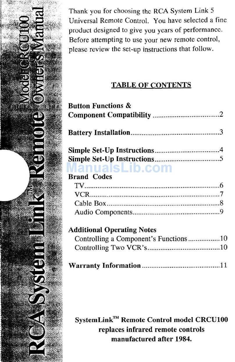 RCA SystemLink CRCU100 User manual