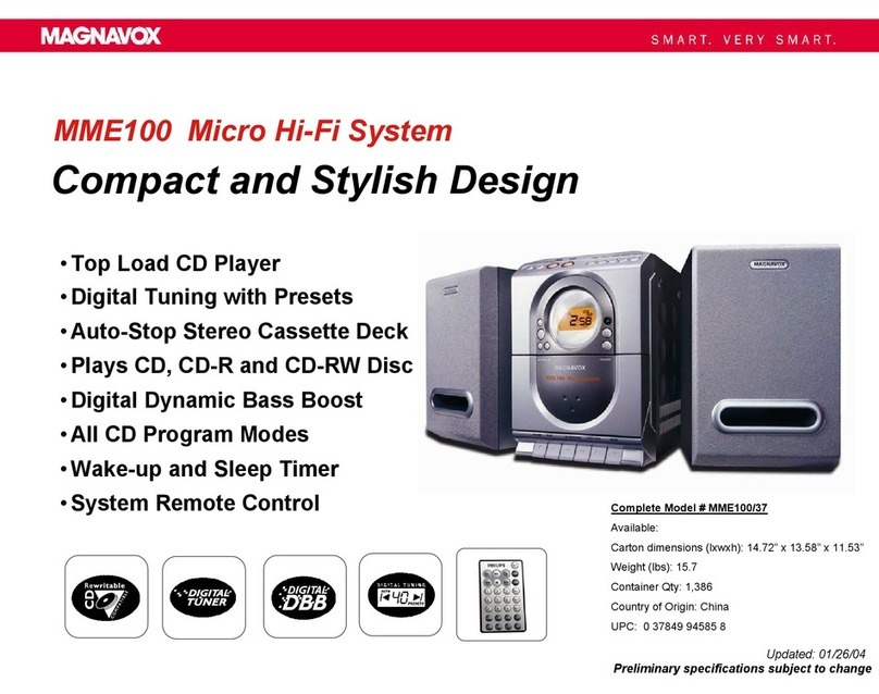 Magnavox MME100 - Audio Micro System Specifications
