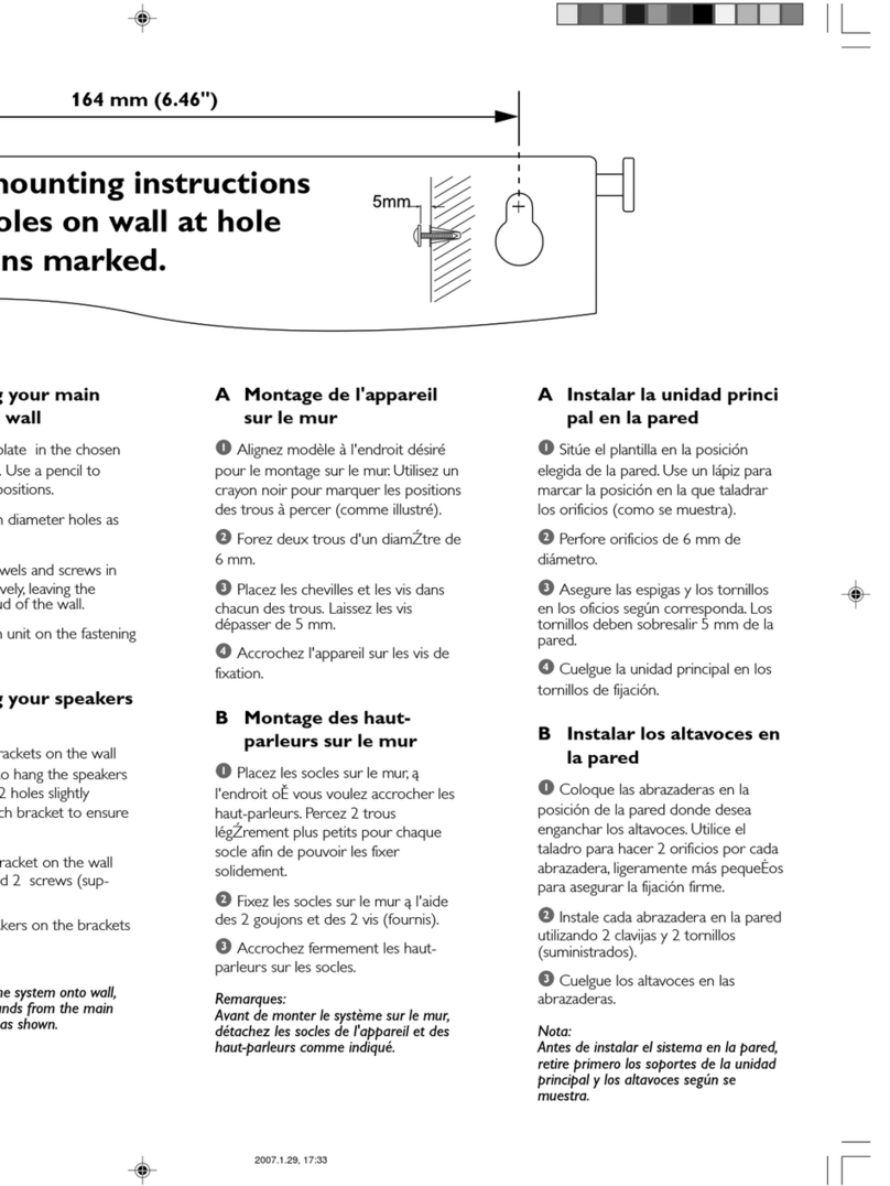 Philips MCM309R Wall Mounting instructions