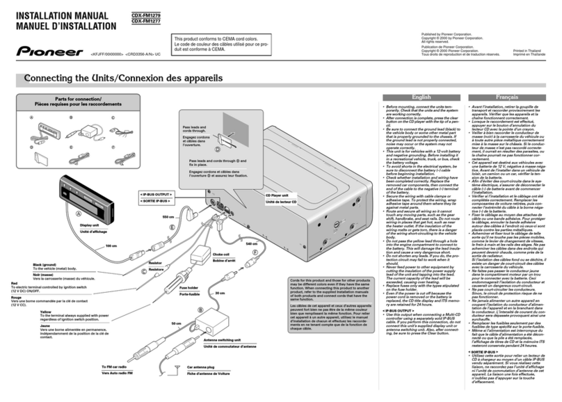 Pioneer CDX-FM1277 installation manual
