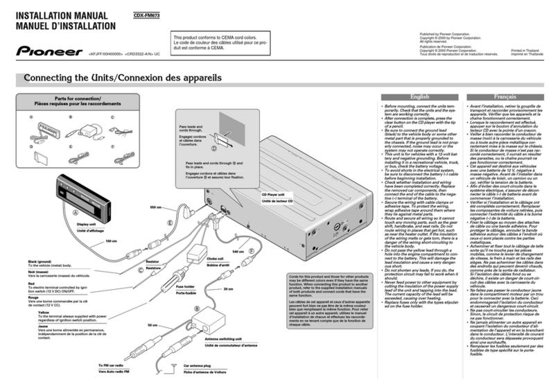 Pioneer CDX-FM673 installation manual