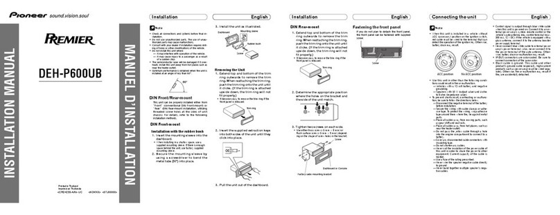 Pioneer DEH-P600UB - Premier Radio / CD installation manual
