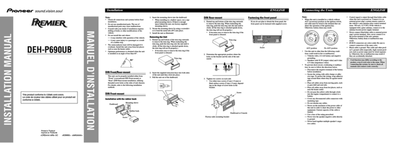 Pioneer DEH-P690UB - Premier Radio / CD installation manual Pioneer DEH-P690UB - Premier Radio / CD installation manual