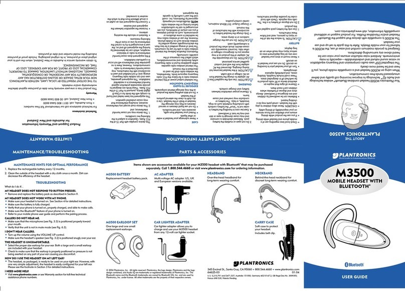 Plantronics M3500 User manual