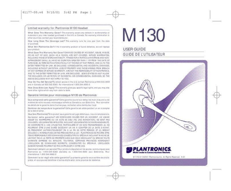 Plantronics M130 User manual Plantronics M130 User manual