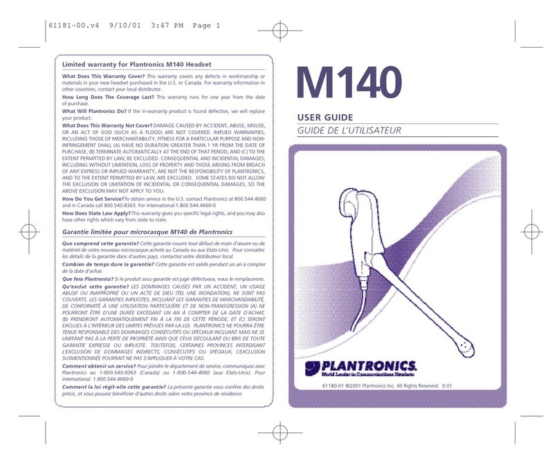 Plantronics M140 User manual