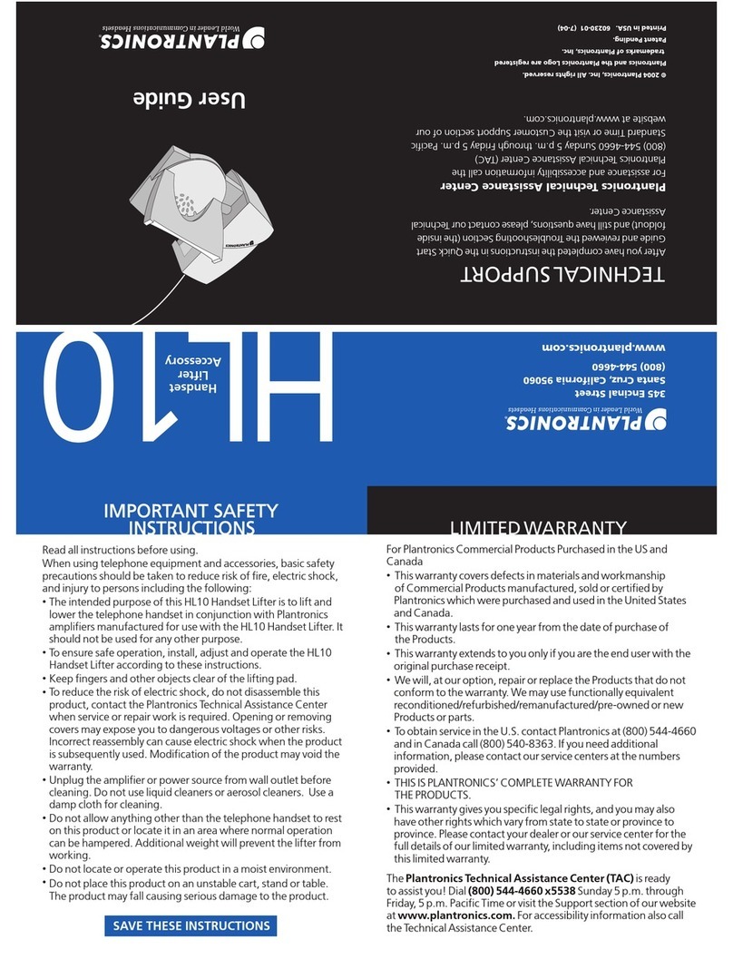 Plantronics HL 10 User manual