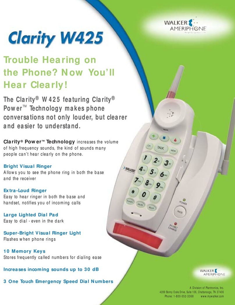 Walker Ameriphone Clarity W425 Specifications