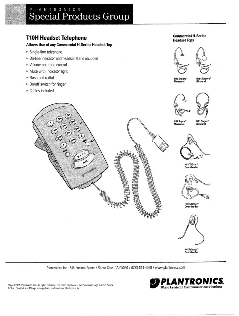 Plantronics T10H User manual