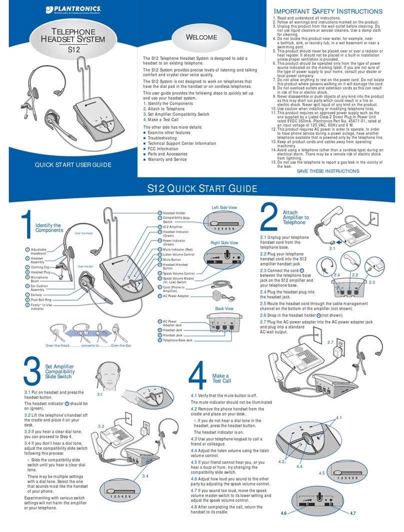 Plantronics S12 Setup guide