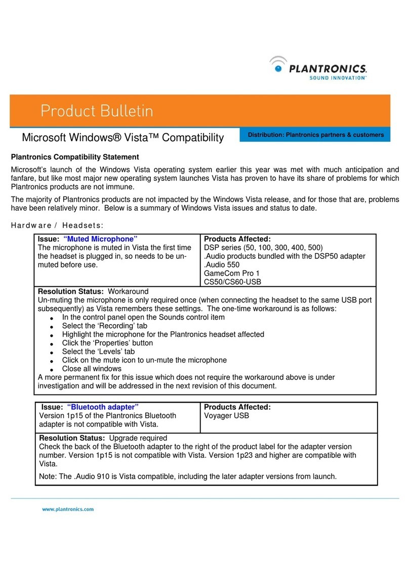 Plantronics CS50 Product support bulletin