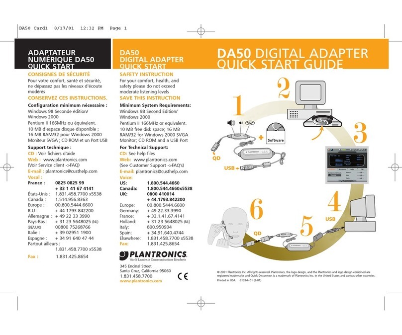 Plantronics DA50 User manual Plantronics DA50 User manual