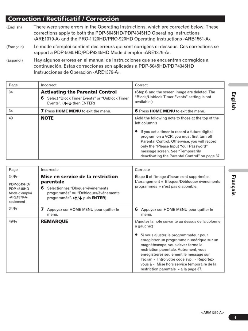 Pioneer PDP-4345HD Operating instructions