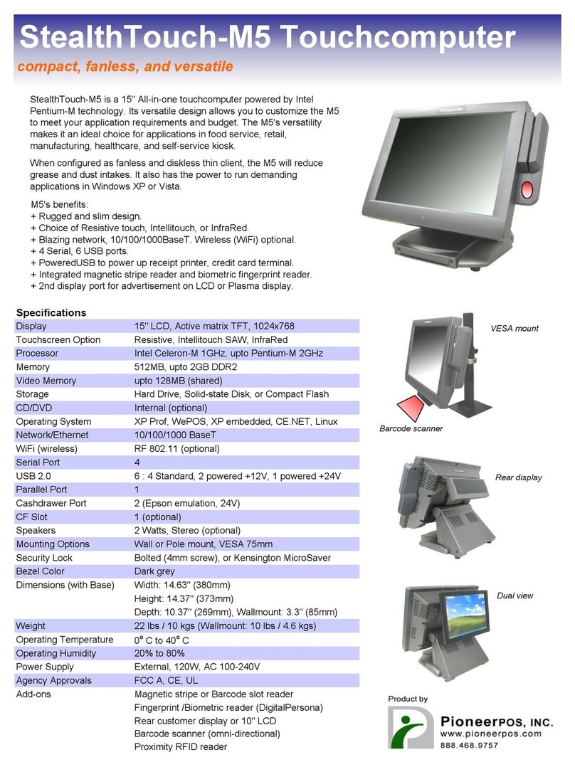 PIONEERPOS StealthTouch M5 Specifications PIONEERPOS StealthTouch M5 Specifications