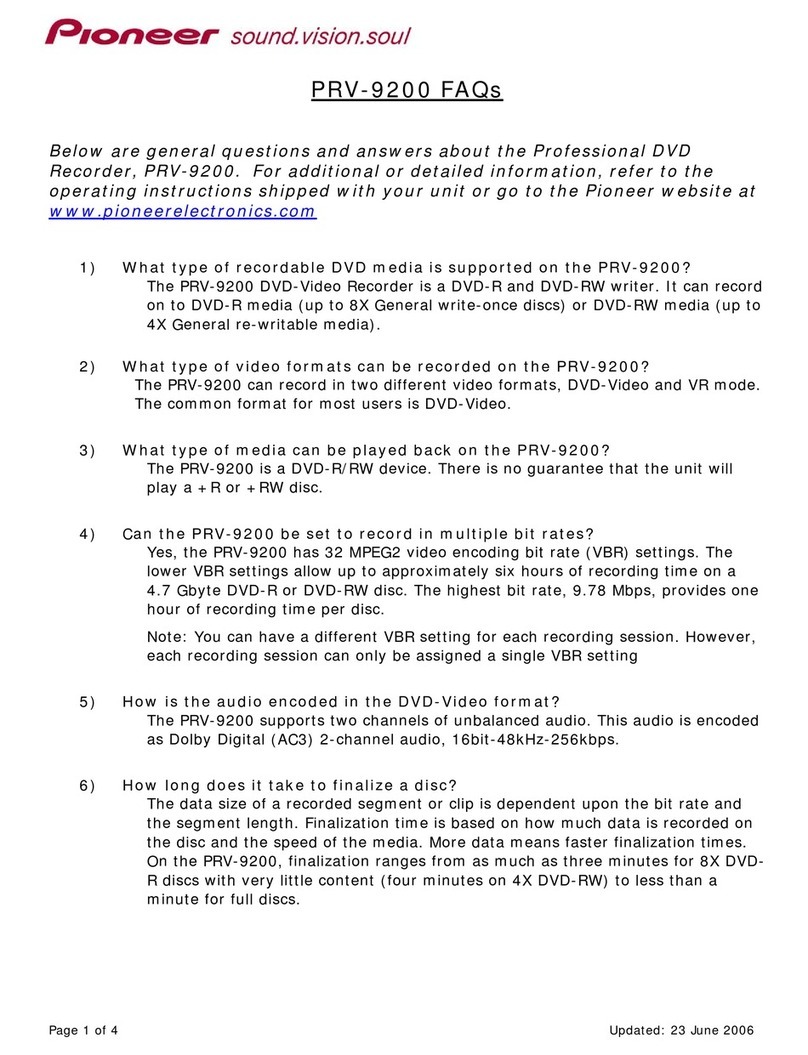 Pioneer PRV-9200 Instruction Manual