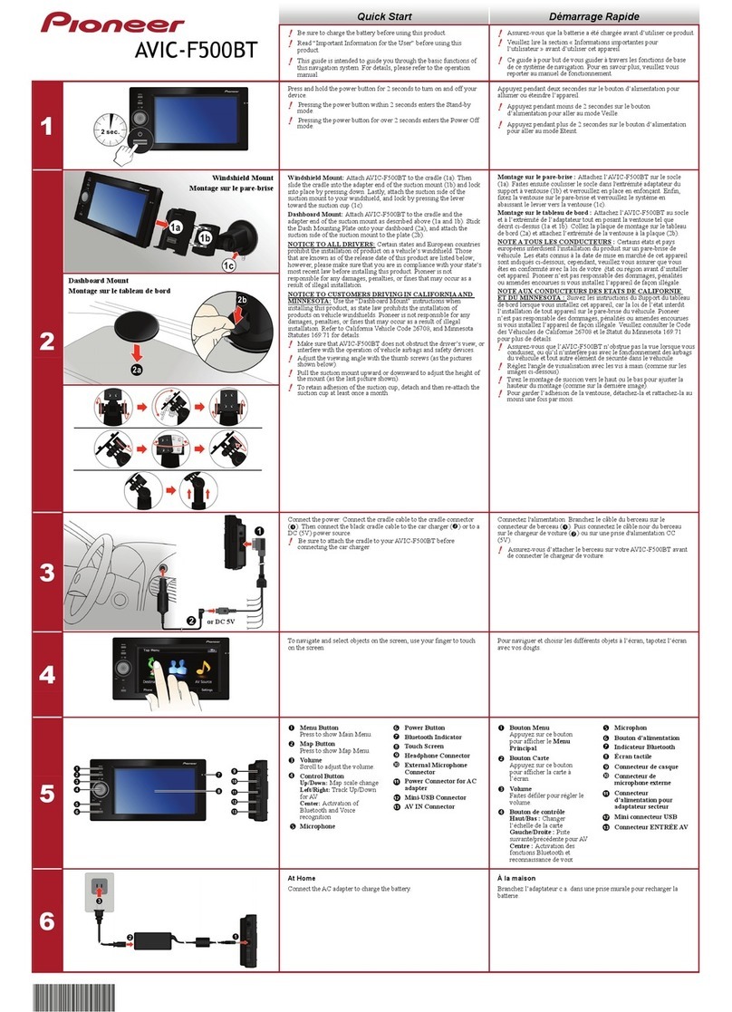Pioneer AVICF500BT - CD-VM1 Optional Microphone User manual Pioneer AVICF500BT - CD-VM1 Optional Microphone User manual