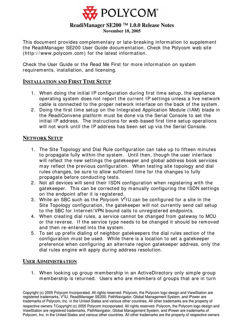 Polycom ReadiManagerSE200 Instruction Manual