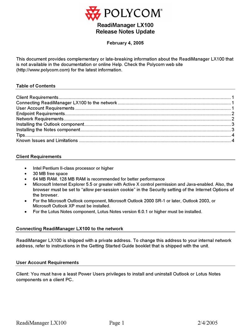 Polycom ReadiManagerLX100 Instruction Manual