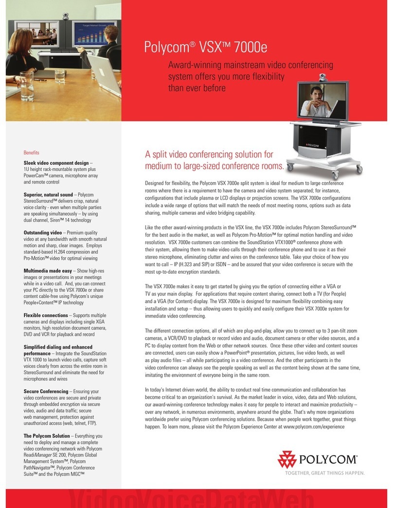 Polycom VSX 7000e Series User manual Polycom VSX 7000e Series User manual